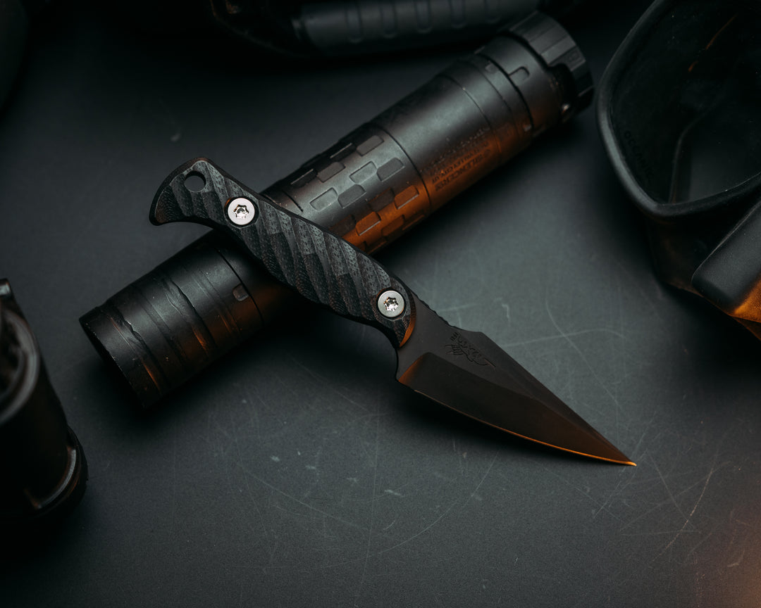 Gulo Gulo- Black G10, Armor Black Cerakote, Ti Torx Bolts, Iron Grip