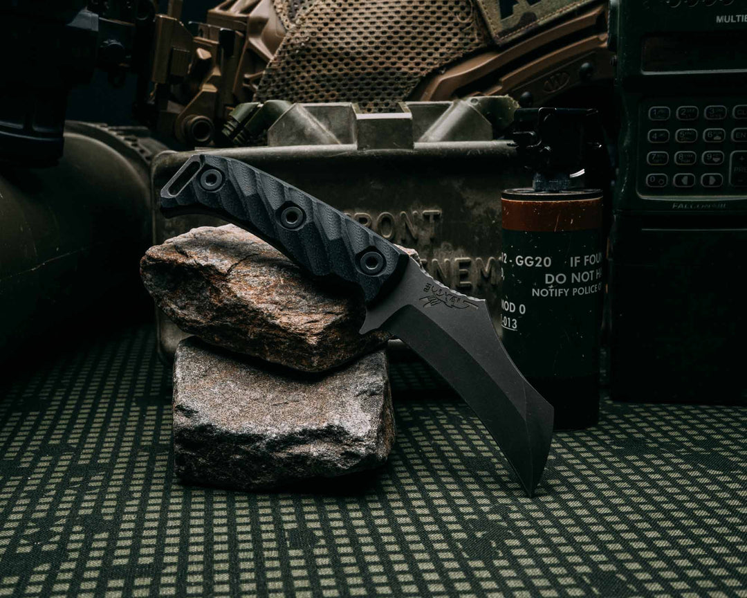Vulture - Black G10, Allen Bolts, Iron Grip, Open Tang