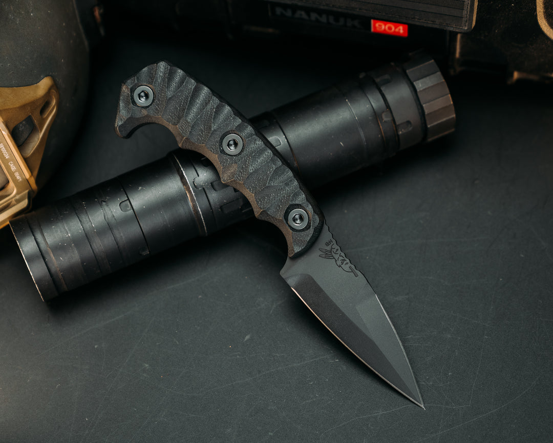 3" HUMINT- Black G10, Armor Black Cerakote, Allen Bolts, Chaos Grip
