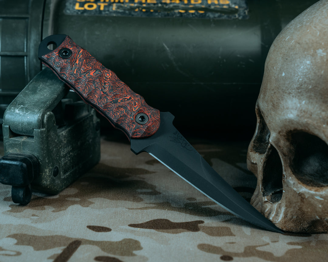 Combat Filet- Lava Flow Carbon, Armor Black Cerakote, Allen Bolts Chaos Grip
