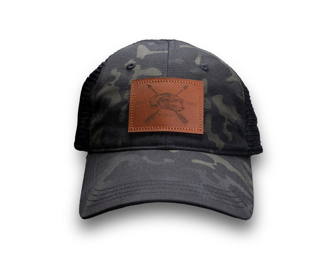 Multicam Black HFB Leather Patch Hat (Soft Crown)