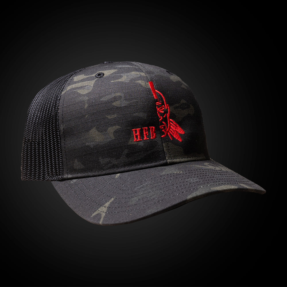 Multicam Black - Red HFB Logo Mesh Snap Back