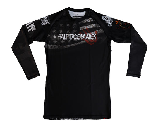 Grey Rash Guard Long sleeve, HFB Flag and HFB scalper, Apex Offensive, Canoe Club USA, WeKBD, Warpaw logos
