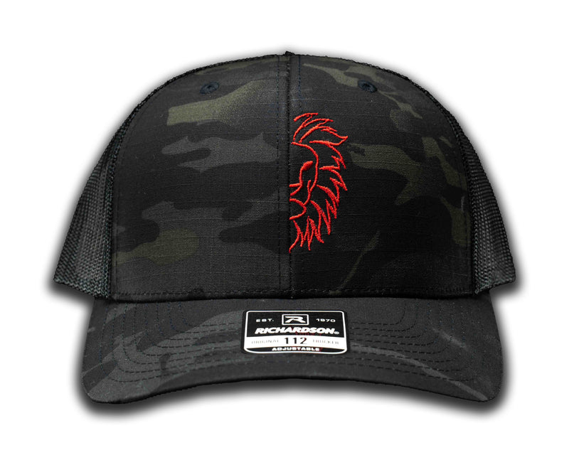 HFB Lion Black Multicam Trucker Cap w/Black Mesh