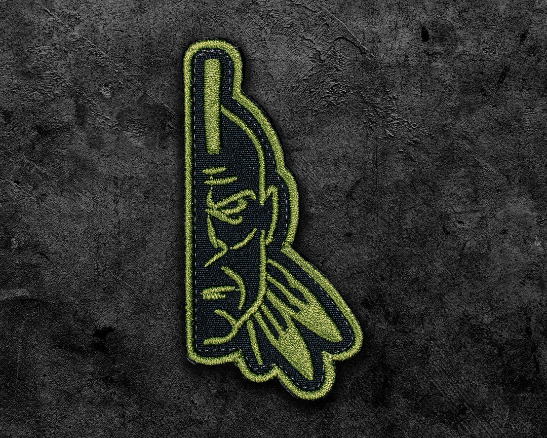Half Face Embroidered Velcro Patch (Green)
