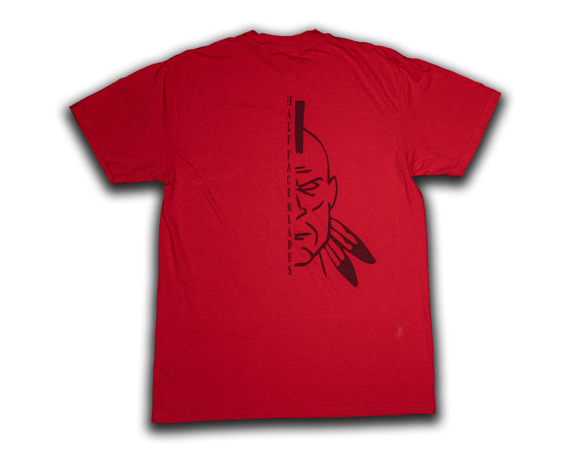Red Half Face Blades Logo Tee