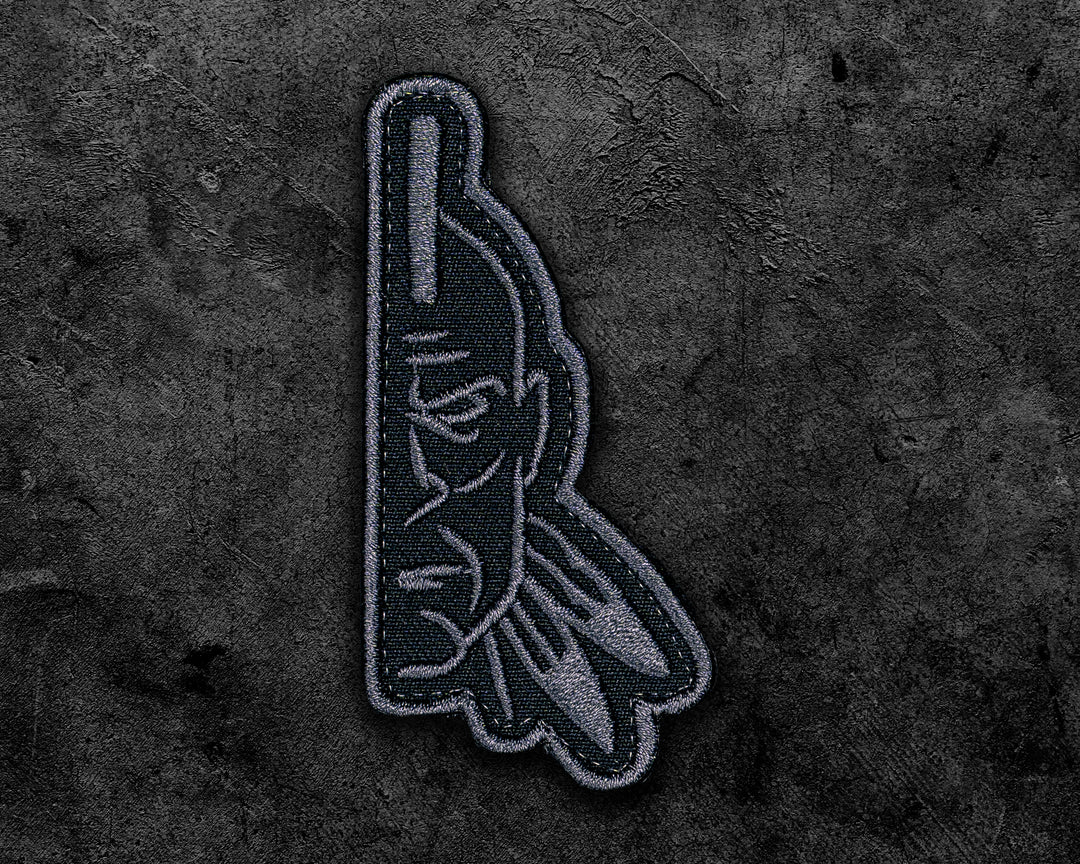 Half Face Embroidered Velcro Patch (Gunmetal)