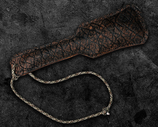 Slap Jack- Elephant Leather, and Tan Leather, Camo Paracord Lanyard