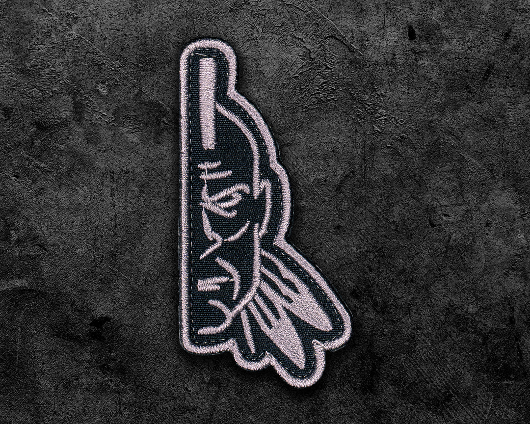 Half Face Embroidered Velcro Patch (Grey)