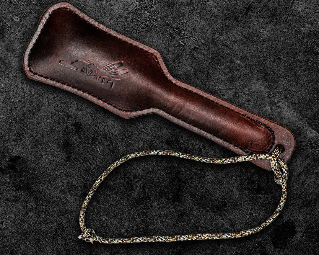 Slap Jack- Elephant Leather, and Tan Leather, Camo Paracord Lanyard