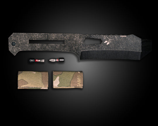 Breacher Bar Multi-tool Prybar- Multicam Elastic Bands, Phillips Bit Included, Acid Etch and Rock Wash Finish