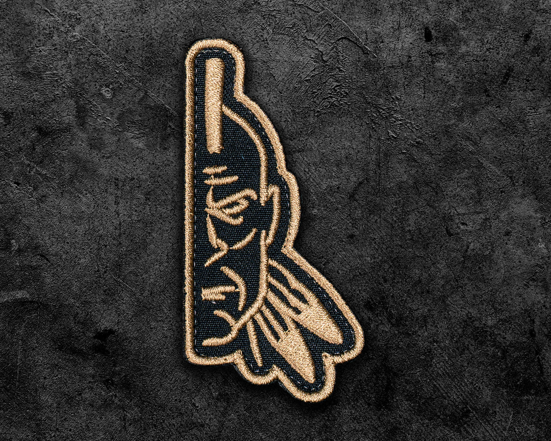 Half Face Embroidered Velcro Patch (Tan)