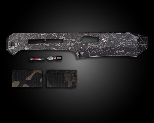 Breacher Bar Multi-tool Prybar- Black Multicam Elastic Bands, Phillips Bit Included, Acid Splash and Rock Wash Finish