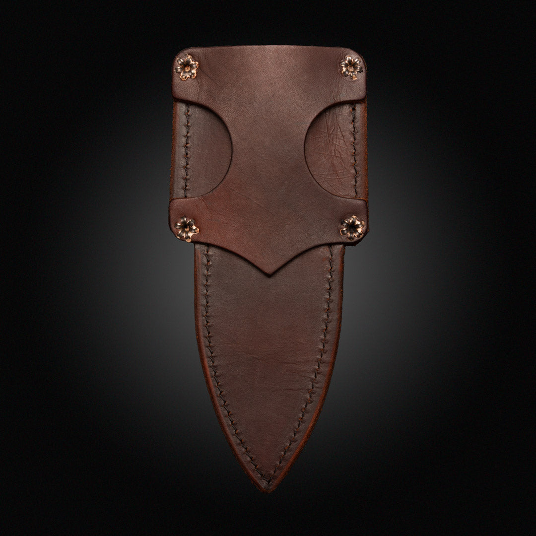(Leather sheath) breacher, Crow scout, widowmaker, cavner, skinner size leather sheath, wider blades, 9"-10" oa, 4-5" blade