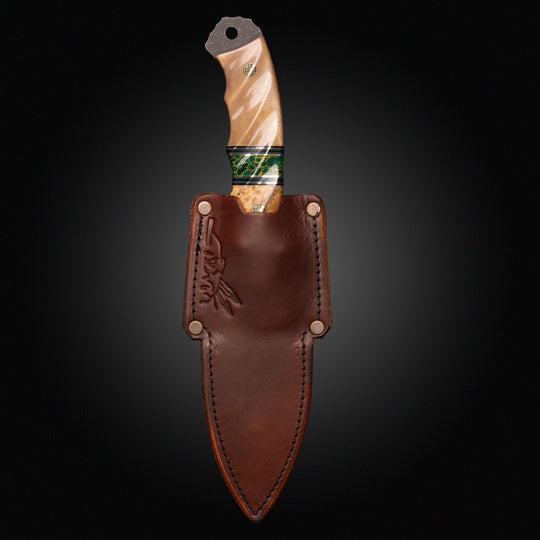 (Leather sheath) breacher, Crow scout, widowmaker, cavner, skinner size leather sheath, wider blades, 9"-10" oa, 4-5" blade