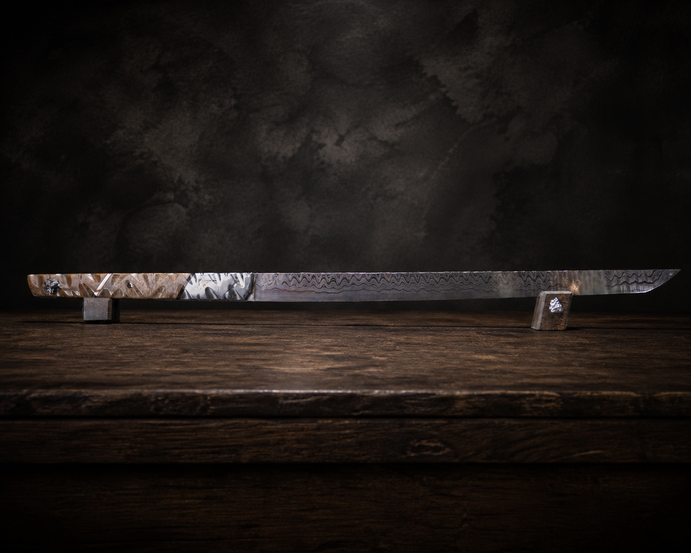 Half Face Blades X Grey Blades Giveaway-Baker Forge Firestorm Ladder CopperMai-Meteorite Bolster, Copper Dark Matter Carbon, Black G10, Copper Pin Striping, Dinosaur Bone Split, Mammoth Bone, Meteorite Rock Inlay