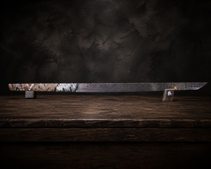 Half Face Blades X Grey Blades Giveaway-Baker Forge Firestorm Ladder CopperMai-Meteorite Bolster, Copper Dark Matter Carbon, Black G10, Copper Pin Striping, Dinosaur Bone Split, Mammoth Bone, Meteorite Rock Inlay