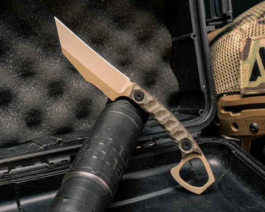 SOPHS- OD Green Canvas Micarta, FDE Cerakote, Allen Bolts, Textured Grip