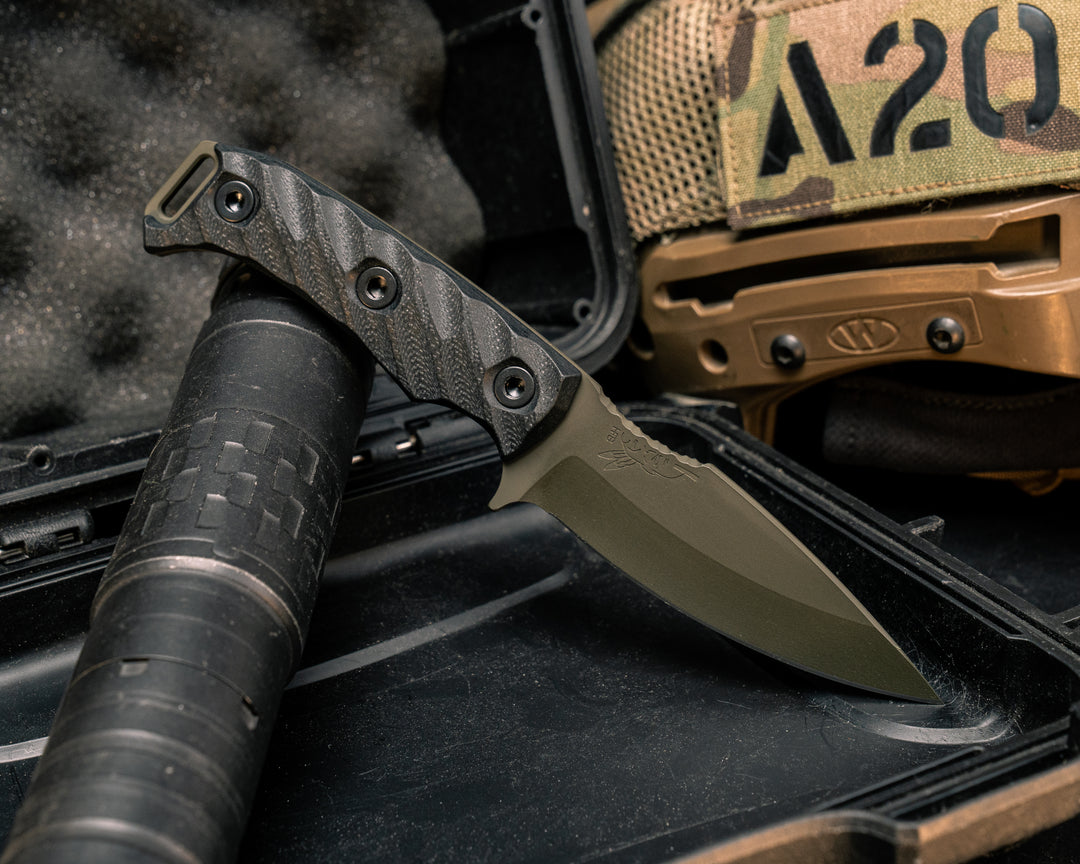 Ishi - Black G10, OD Green Cerakote Allen Bolts, Textured Grip