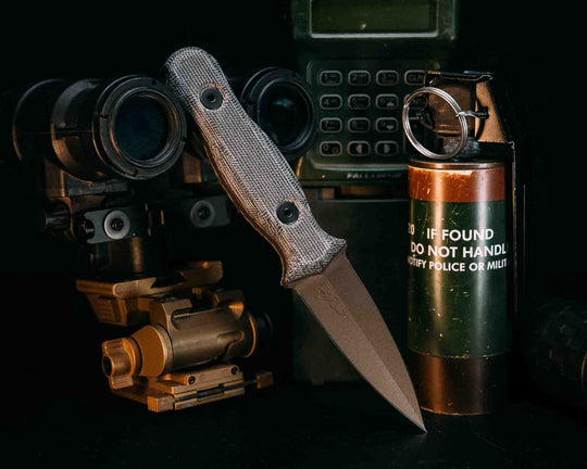 Pulse Checker- Black Canvas Micarta, Midnight Bronze Cerakote, Allen Bolts, Smooth Grip