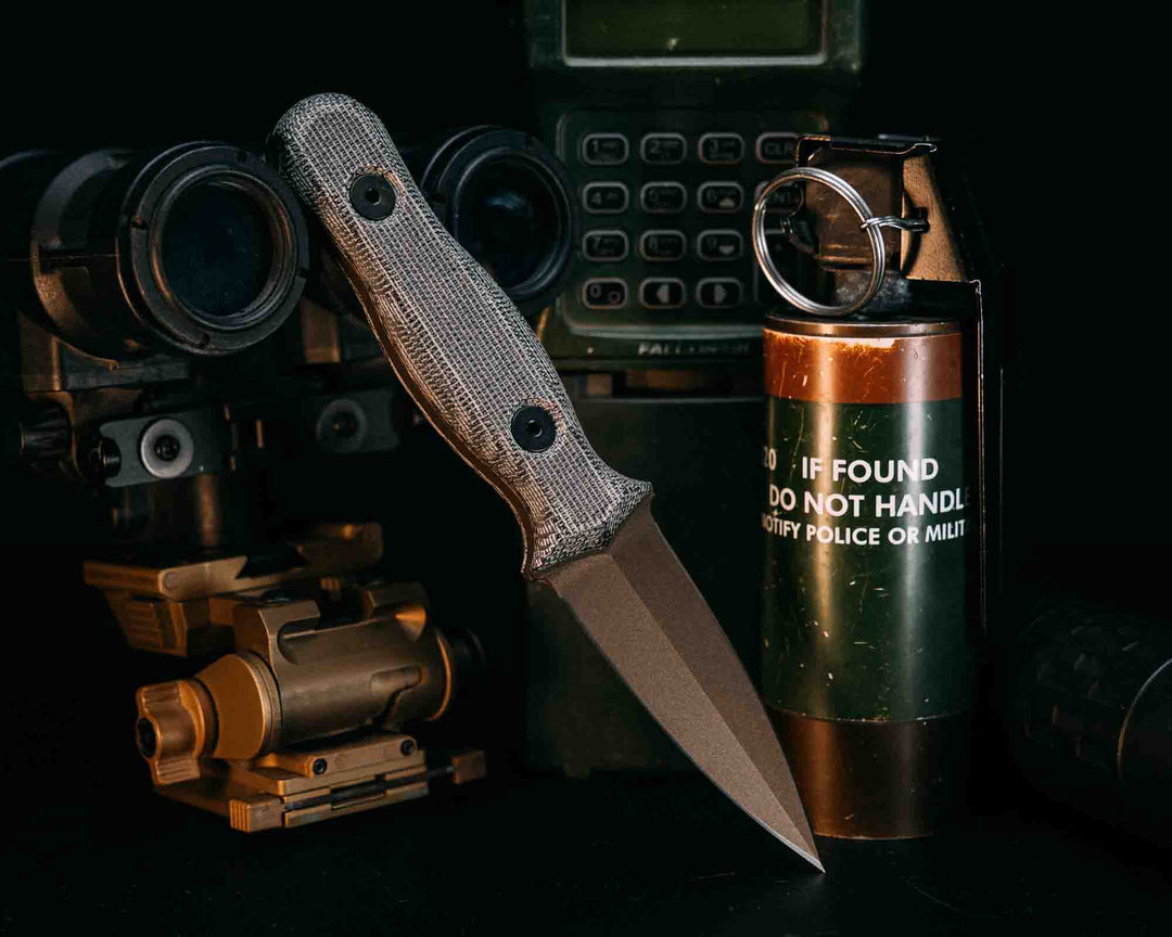 Pulse Checker- Black Canvas Micarta, Midnight Bronze Cerakote, Allen Bolts, Smooth Grip