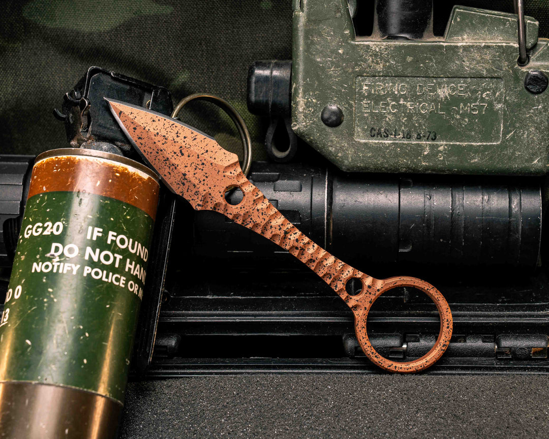 Ringstrike - Copper and Black Splatter Cerakote and Machined Rockwork Handle