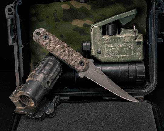 Combat Filet- OD Green Canvas Micarta, Allen Bolts, Textured Grip