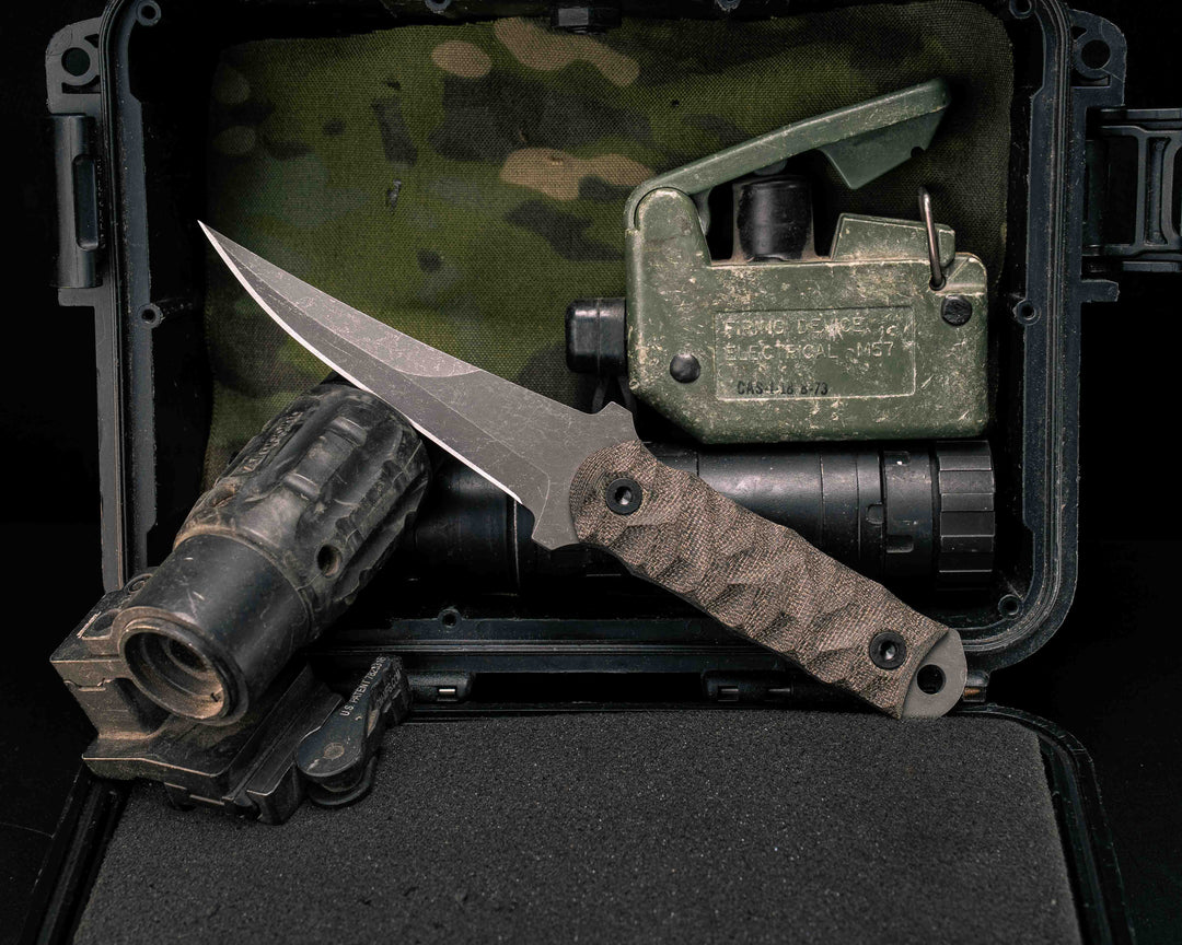Combat Filet- OD Green Canvas Micarta, Allen Bolts, Textured Grip