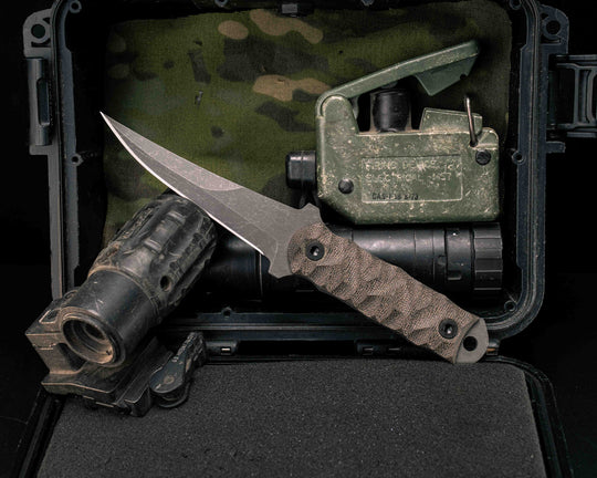 Combat Filet- OD Green Canvas Micarta, Allen Bolts, Textured Grip