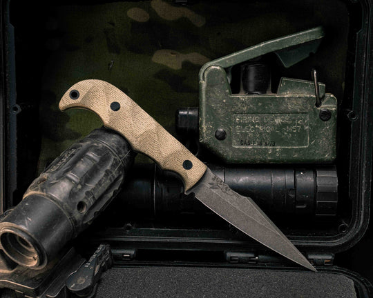 Senator- OD Green Canvas Micarta, CF Pins, CF Lanyard Pin, Textured Grip