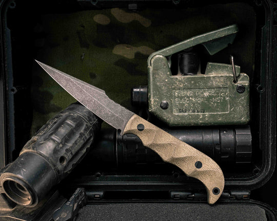 Senator- OD Green Canvas Micarta, CF Pins, CF Lanyard Pin, Textured Grip