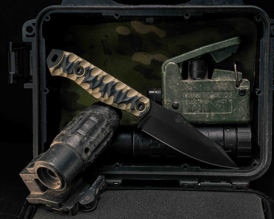 Field Knife- OD Green and Black G10, Armor Black Cerakote, Allen Bolts, Textured Grip