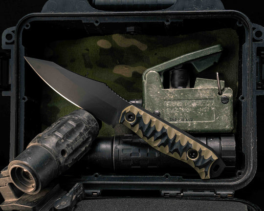 Field Knife- OD Green and Black G10, Armor Black Cerakote, Allen Bolts, Textured Grip