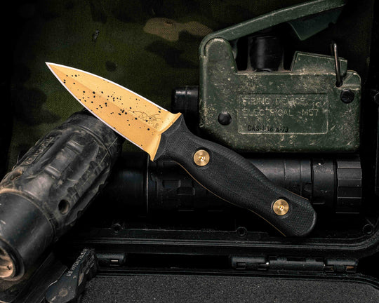Pulse Checker- Black G10, Gold Splatter Cerakote, Brass Allen Bolts, Smooth Grip