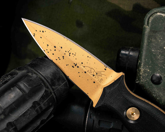 Pulse Checker- Black G10, Gold Splatter Cerakote, Brass Allen Bolts, Smooth Grip