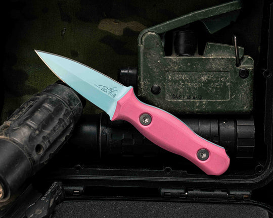 Pulse Checker- Pink G10, Robin's Egg Cerakote, Ti Allen Bolts, Smooth Grip