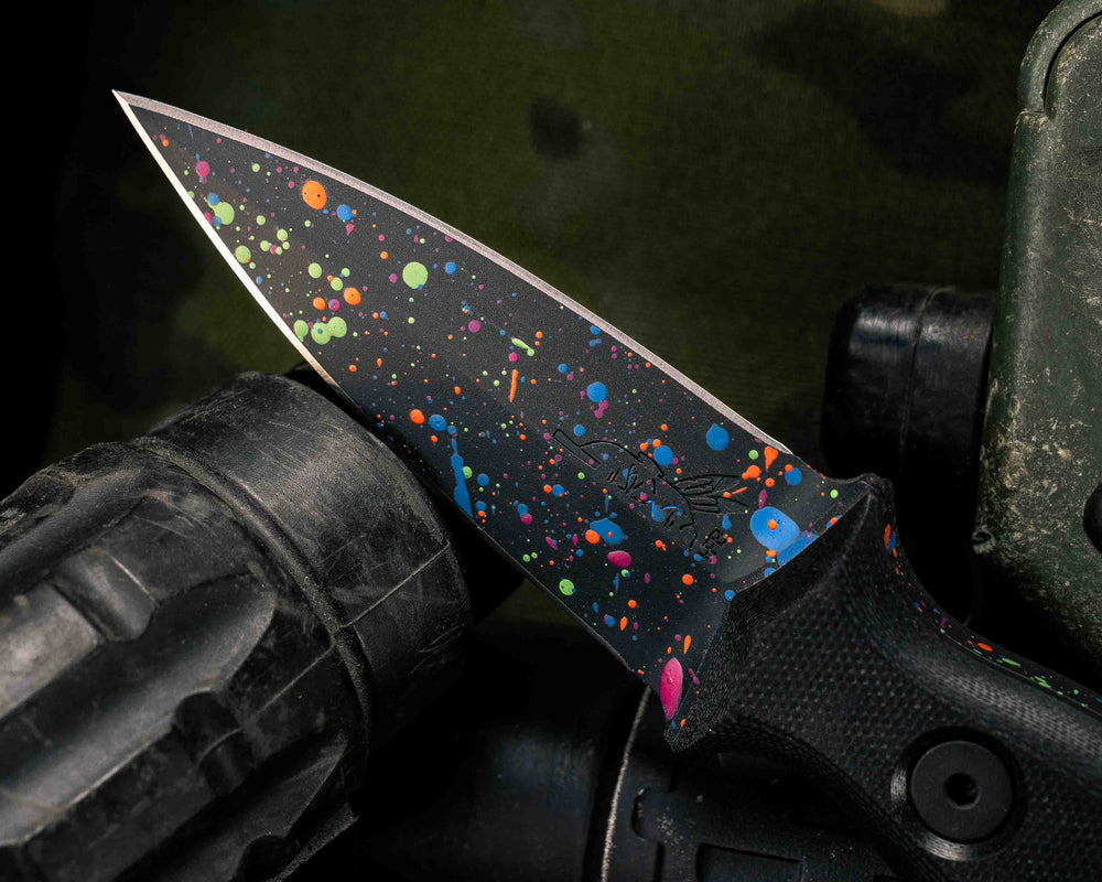 Pulse Checker- Black G10, 80's Splatter Cerakote, Allen Bolts, Smooth Grip
