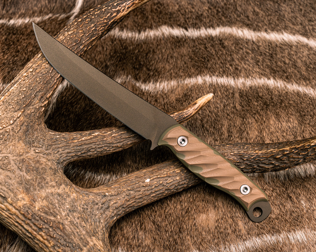 Crow Breakdown- Coyote/OD Green G10, Midnight Bronze Cerakote, Allen Bolts, Textured Grip