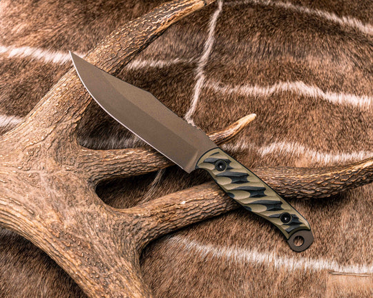Crow Scout - OD Green and Black G10, Midnight Bronze Cerakote, Allen Bolts, Textured Grip