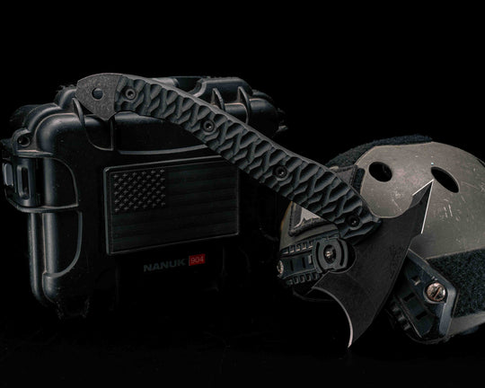 Crescent Hawk- Shredded Carbon, Allen Bolts, Textured Grip, Open Tang