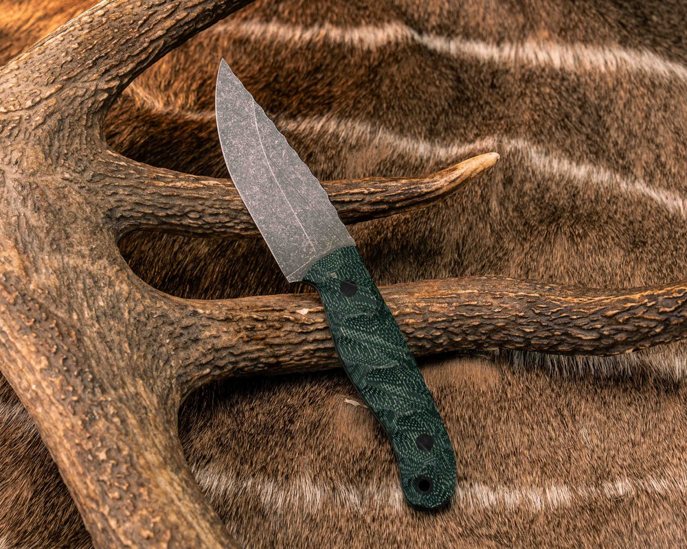 Feather Light- Forest Green Canvas Micarta, CF Pins, CF Lanyard Pin, Textured Grip