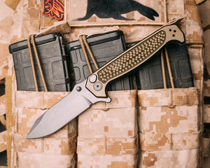 Disaster Folder, Anodized OD green handle, nitride black blade, dimpled Grip, deep carry pocket clip