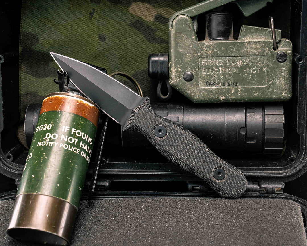 Pulse Checker- Black Canvas Micarta, Armor Black Cerakote, Allen Bolts, Smooth Grip