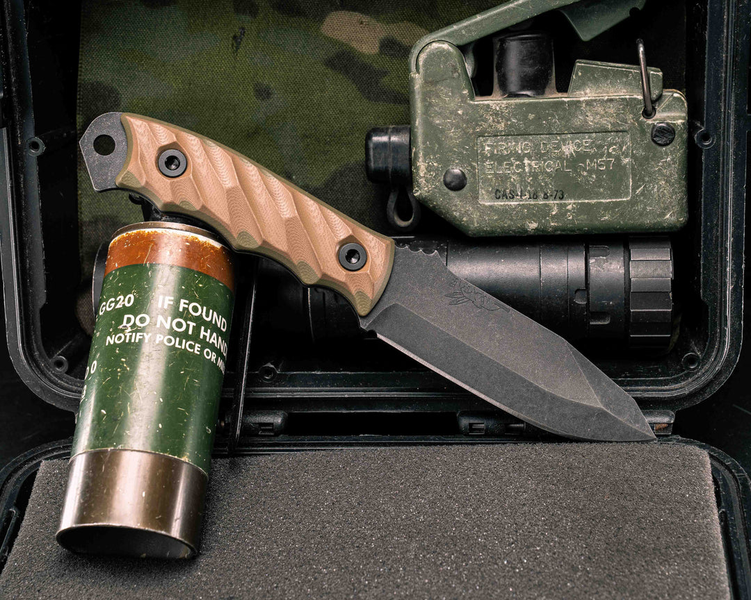 Disaster Jr - Coyote/OD Green G10, Allen Bolts, Textured Grip
