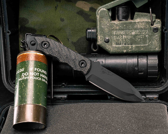 Disaster Cub- Black Canvas Micarta, Armor Black Cerakote, Allen Bolts, Textured Grip