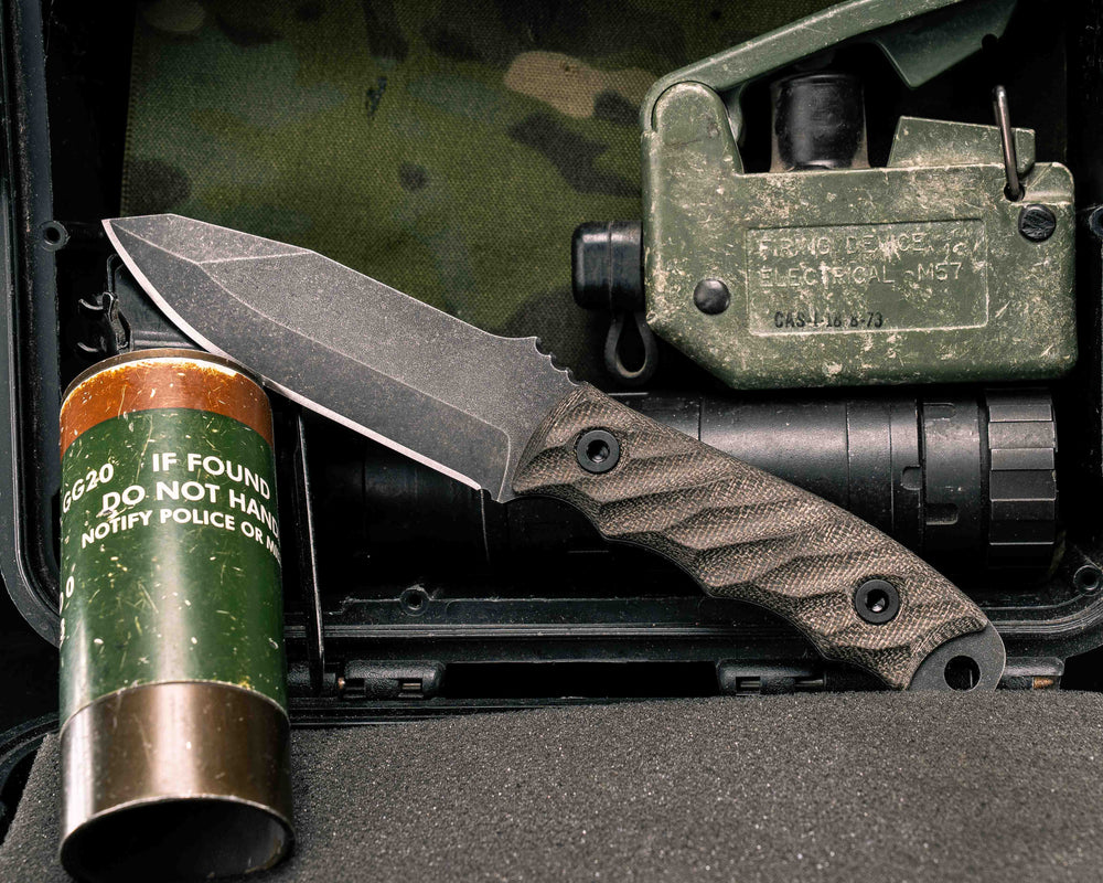 Disaster Jr - OD Green Canvas Micarta, Allen Bolts, Textured Grip
