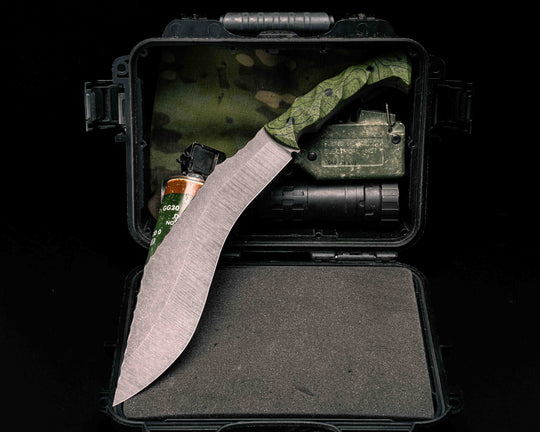 Kukri- OD Green Topo GripX, CF Pins, CF Lanyard Pin, Textured Grip