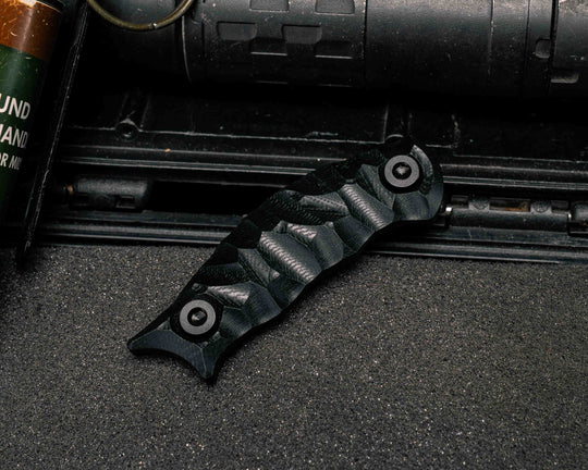 Karambito Scales- Black G10,  Allen Bolts, Chaos Grip