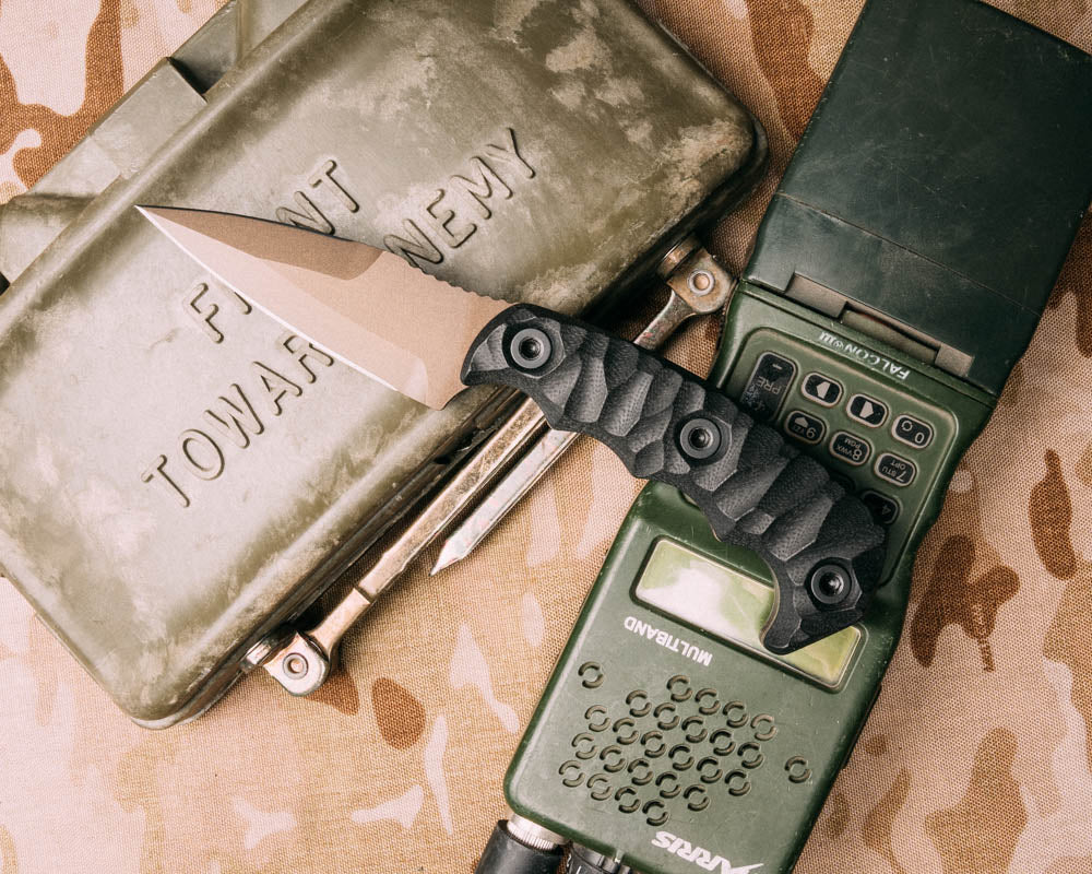 3" HUMINT- Black G10, Midnight Bronze Cerakote, Allen Bolts, Textured Grip