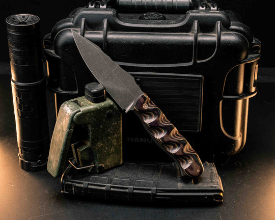 Field Knife- Python Canvas Micarta, Mosaic Pins, Textured Grip